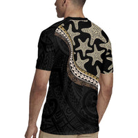Beige Polynesian Starfish Unique Pattern Rugby Jersey