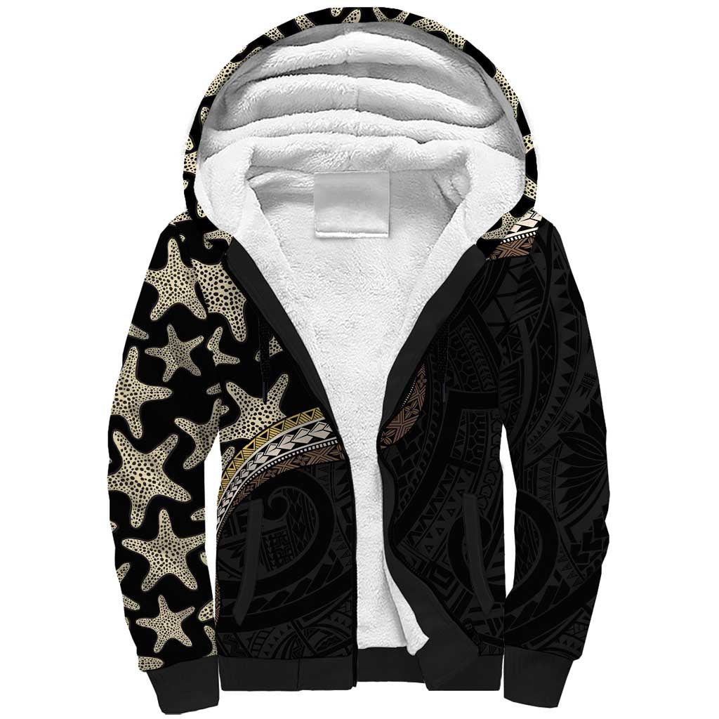 Beige Polynesian Starfish Unique Pattern Sherpa Hoodie LT01 Unisex Beige - Polynesian Pride