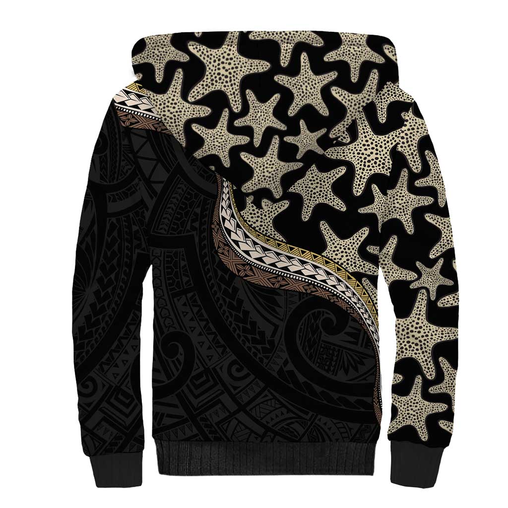 Beige Polynesian Starfish Unique Pattern Sherpa Hoodie LT01 - Polynesian Pride