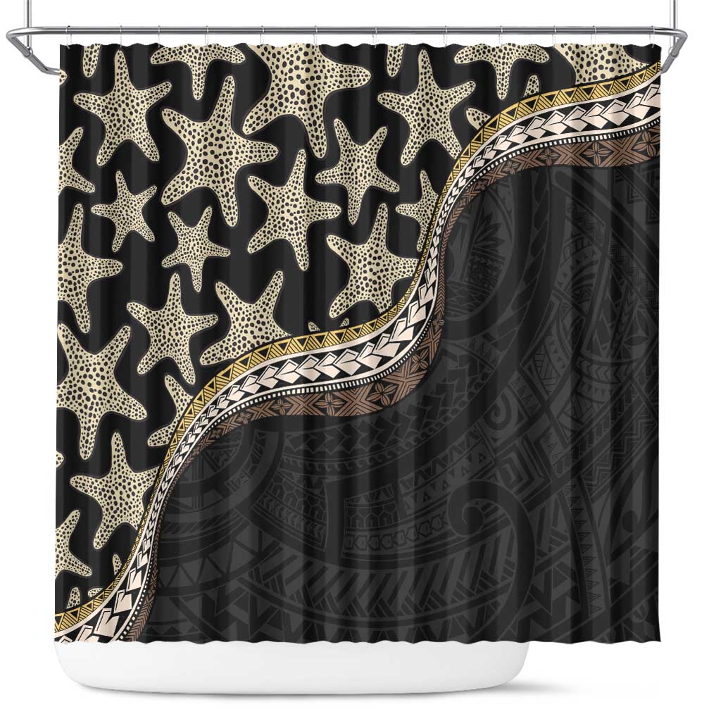 Beige Polynesian Starfish Unique Pattern Shower Curtain