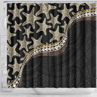 Beige Polynesian Starfish Unique Pattern Shower Curtain