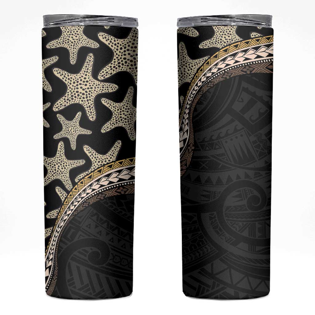 Beige Polynesian Starfish Unique Pattern Skinny Tumbler
