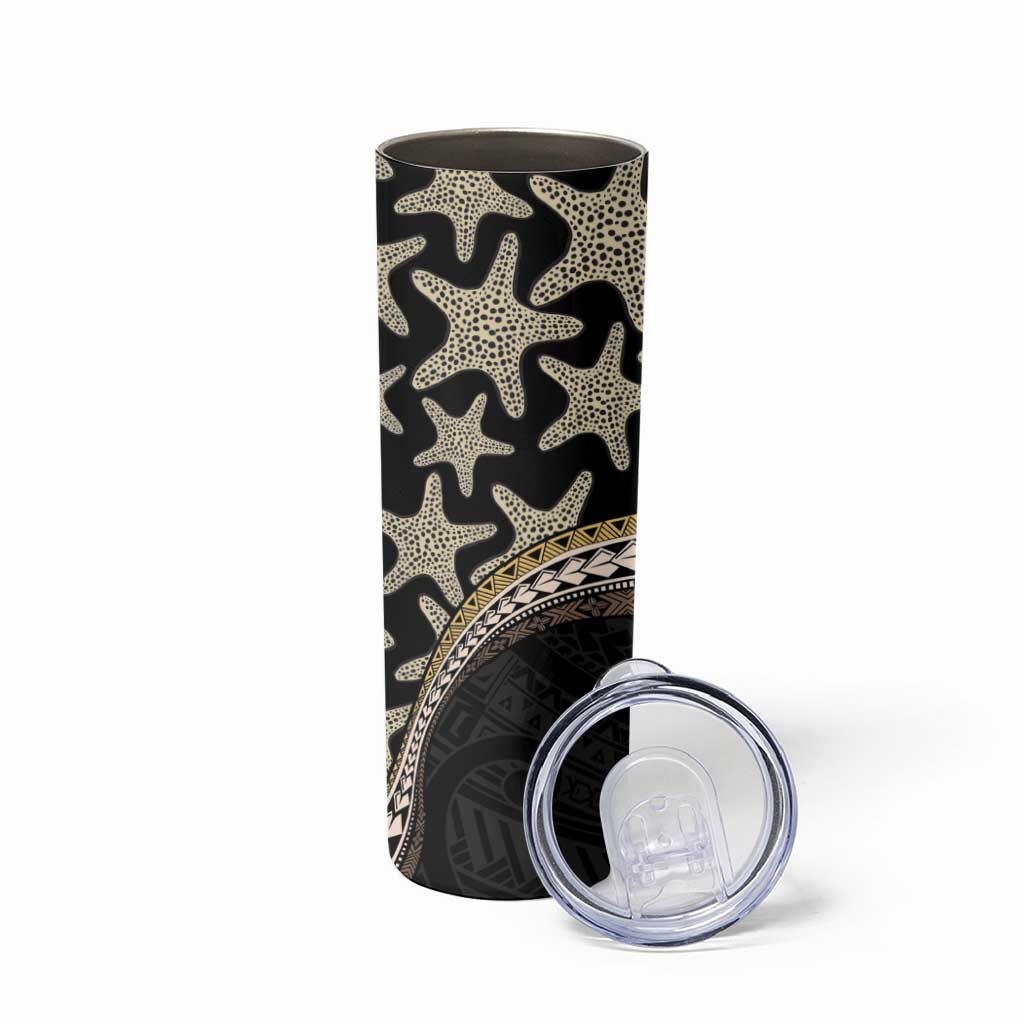 Beige Polynesian Starfish Unique Pattern Skinny Tumbler