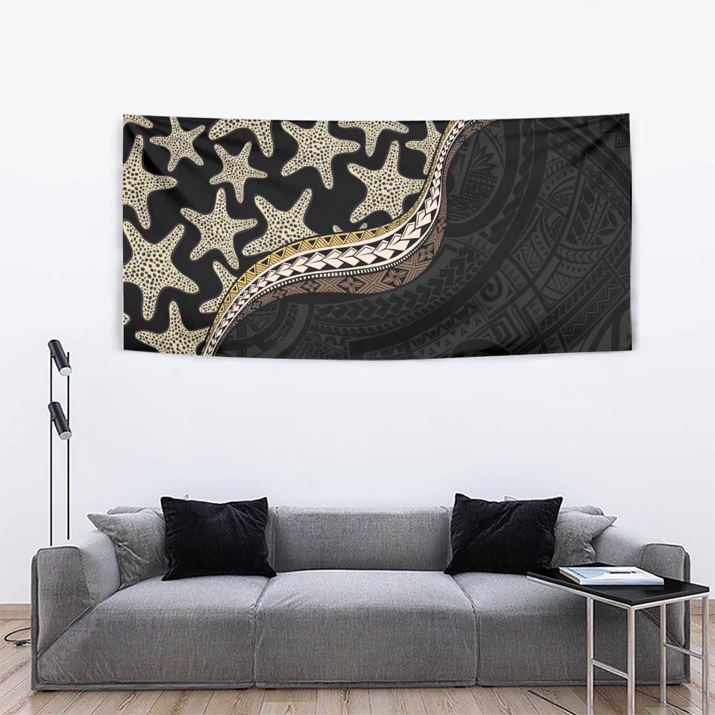 Beige Polynesian Starfish Unique Pattern Tapestry