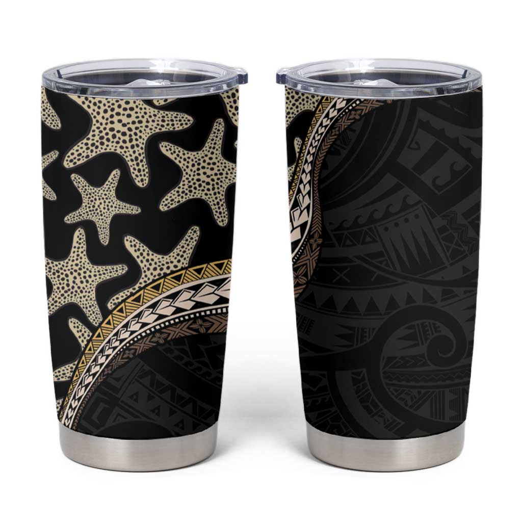 Beige Polynesian Starfish Unique Pattern Tumbler Cup