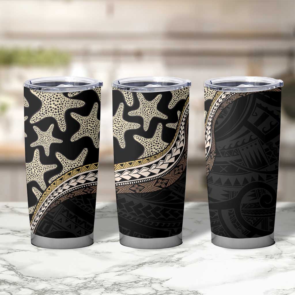 Beige Polynesian Starfish Unique Pattern Tumbler Cup