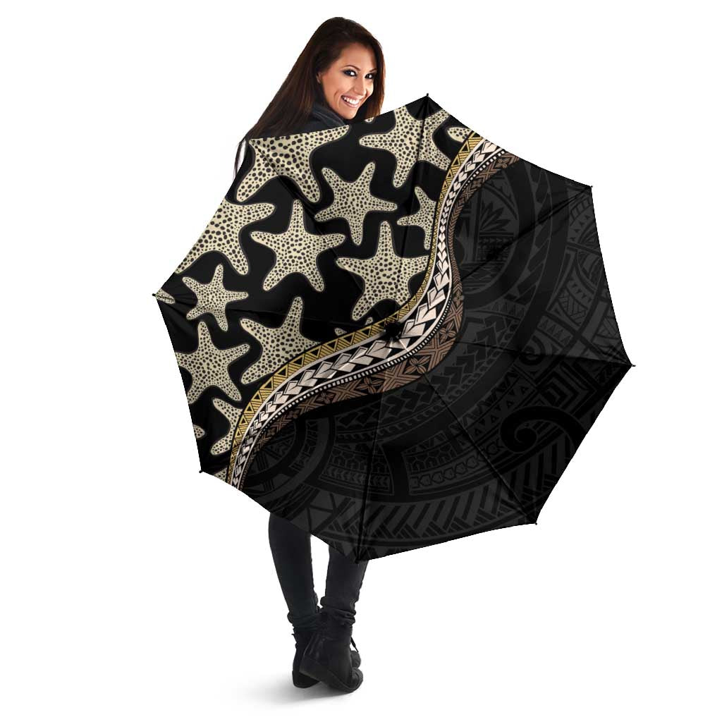 Beige Polynesian Starfish Unique Pattern Umbrella