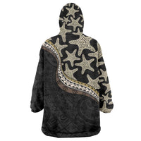 Beige Polynesian Starfish Unique Pattern Wearable Blanket Hoodie