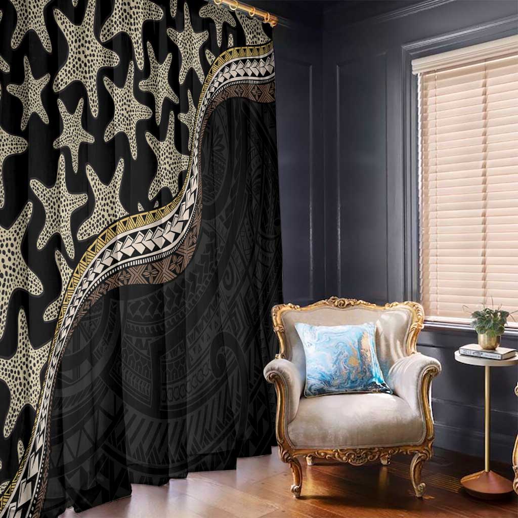 Beige Polynesian Starfish Unique Pattern Window Curtain
