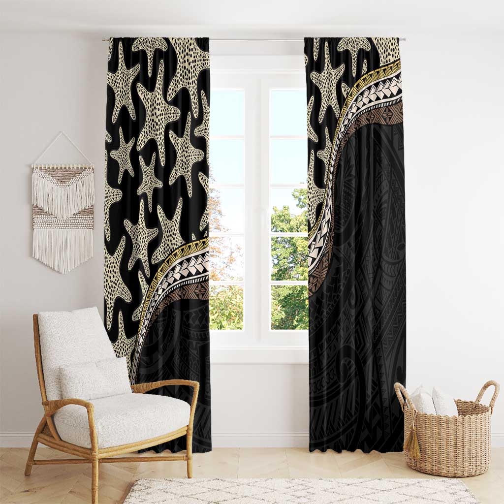 Beige Polynesian Starfish Unique Pattern Window Curtain