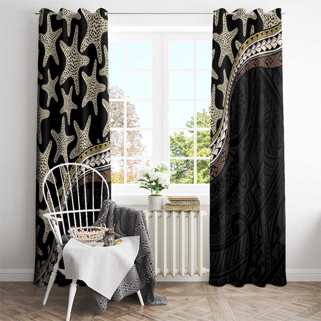 Beige Polynesian Starfish Unique Pattern Window Curtain