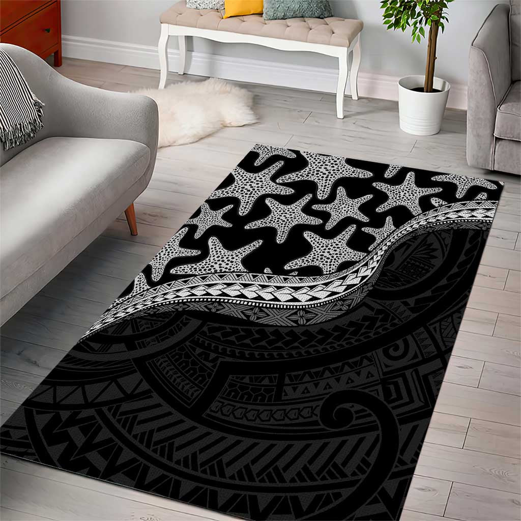 Monotone Polynesian Starfish Unique Pattern Area Rug