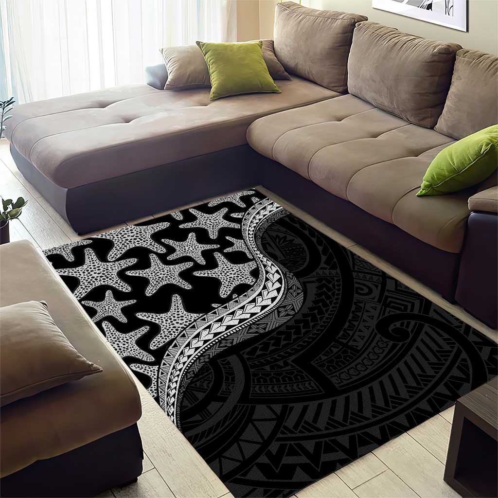 Monotone Polynesian Starfish Unique Pattern Area Rug