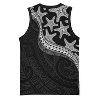 Monotone Polynesian Starfish Unique Pattern Basketball Jersey