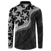 Monotone Polynesian Starfish Unique Pattern Button Sweatshirt