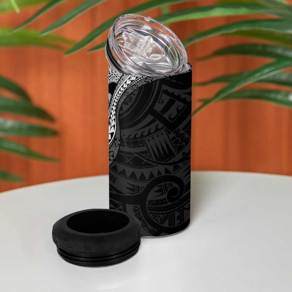 Monotone Polynesian Starfish Unique Pattern 4 in 1 Can Cooler Tumbler