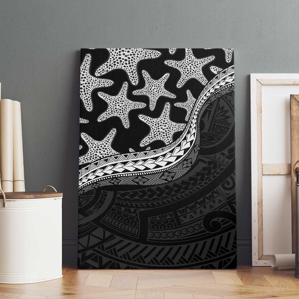Monotone Polynesian Starfish Unique Pattern Canvas Wall Art