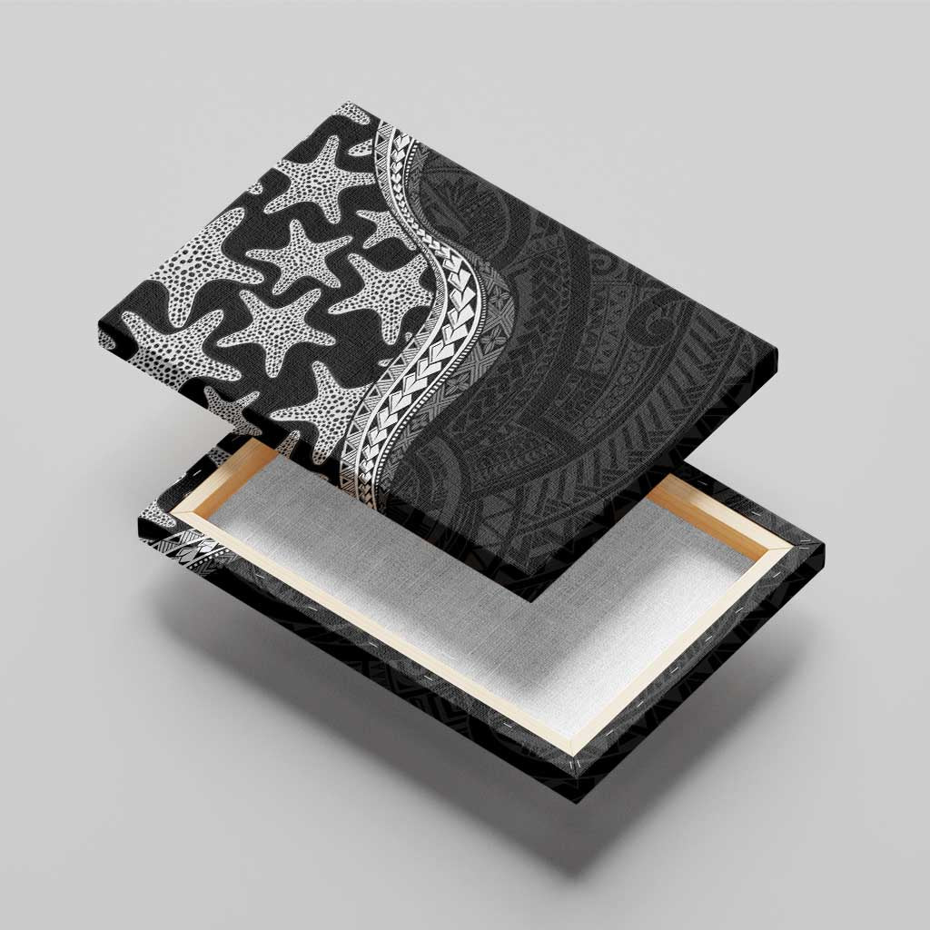 Monotone Polynesian Starfish Unique Pattern Canvas Wall Art