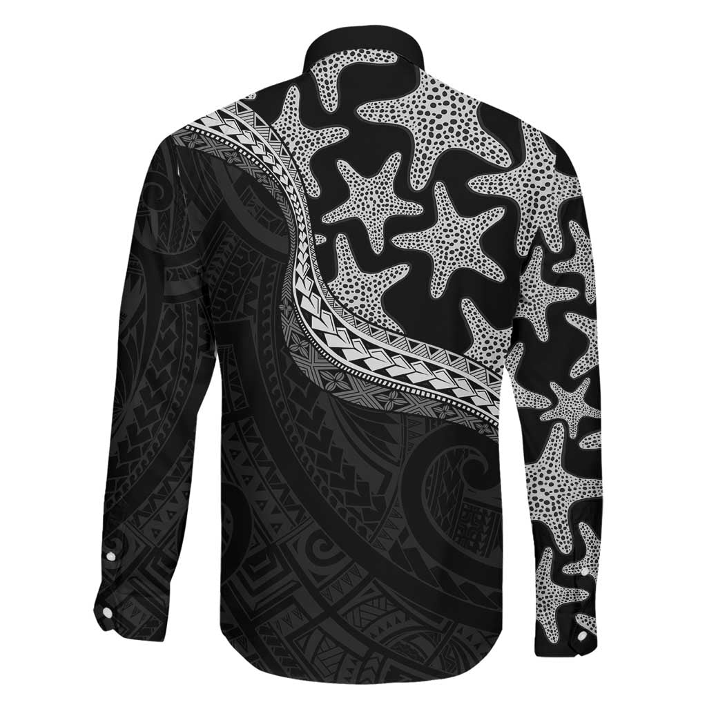 Monotone Polynesian Starfish Unique Pattern Family Matching Mermaid Dress and Hawaiian Shirt