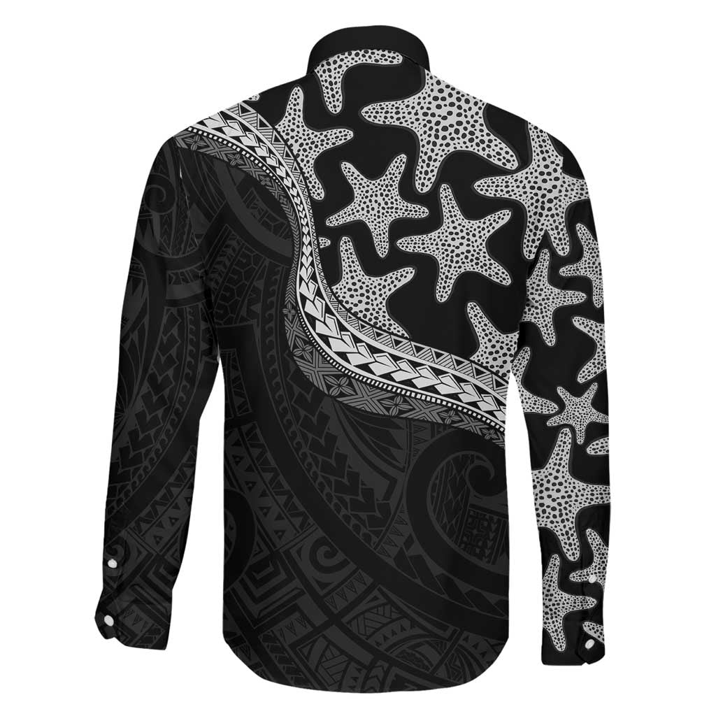 Monotone Polynesian Starfish Unique Pattern Family Matching Puletasi and Hawaiian Shirt LT01 - Polynesian Pride