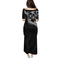 Monotone Polynesian Starfish Unique Pattern Family Matching Puletasi and Hawaiian Shirt LT01 - Polynesian Pride