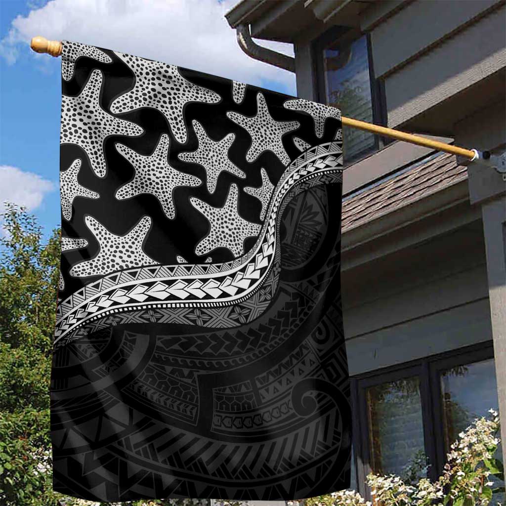 Monotone Polynesian Starfish Unique Pattern Garden Flag