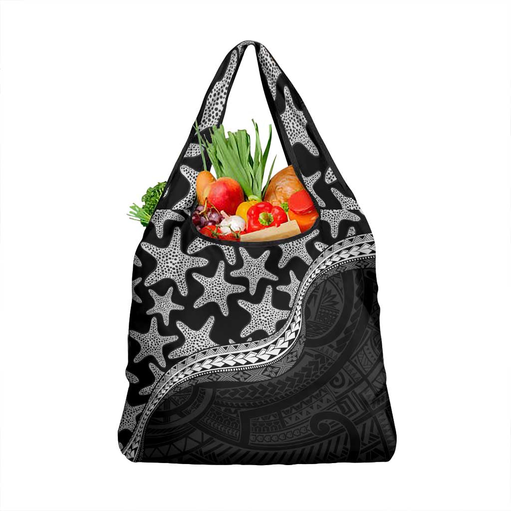 Monotone Polynesian Starfish Unique Pattern Grocery Bag