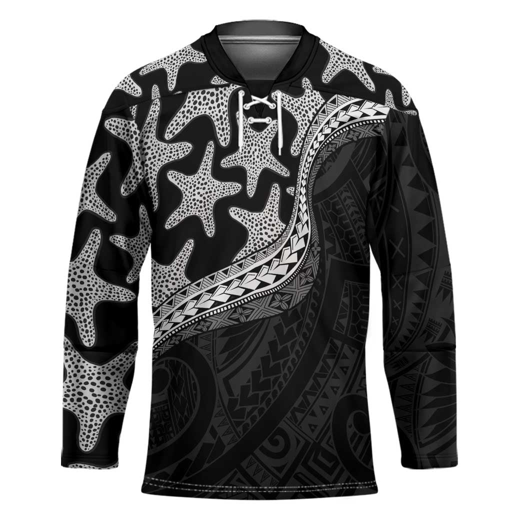 Monotone Polynesian Starfish Unique Pattern Hockey Jersey