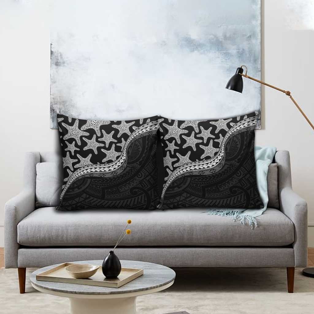 Monotone Polynesian Starfish Unique Pattern Pillow Cover
