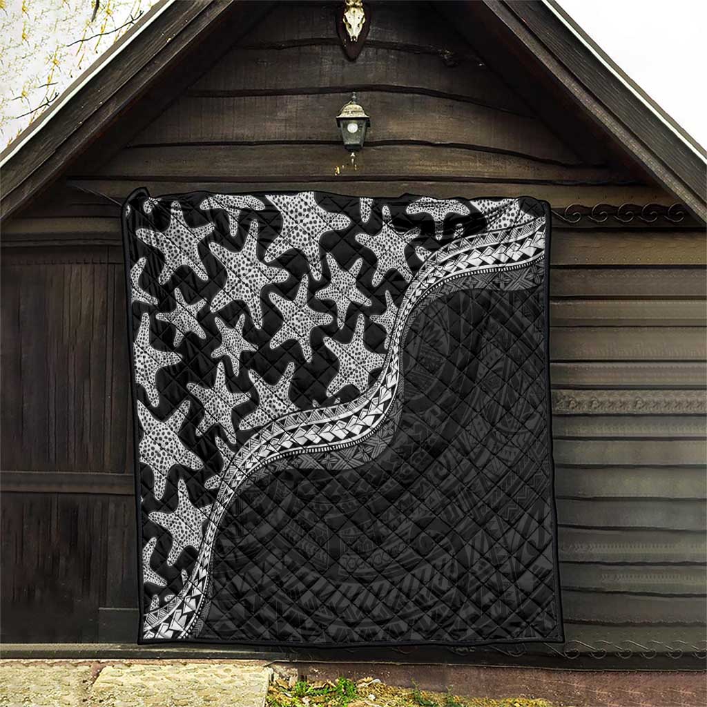 Monotone Polynesian Starfish Unique Pattern Quilt