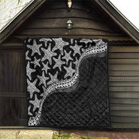Monotone Polynesian Starfish Unique Pattern Quilt