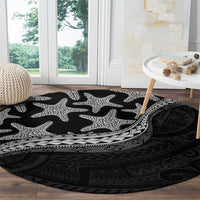 Monotone Polynesian Starfish Unique Pattern Round Carpet