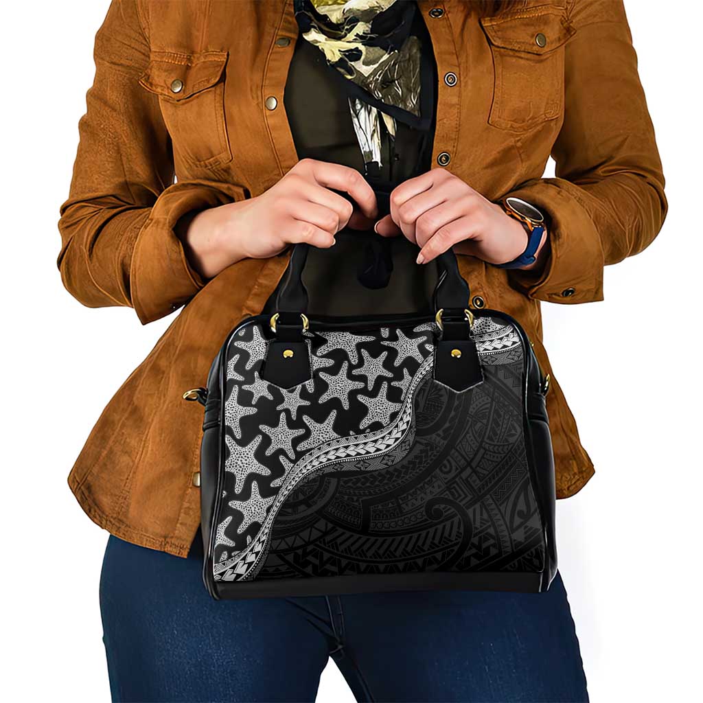 Monotone Polynesian Starfish Unique Pattern Shoulder Handbag