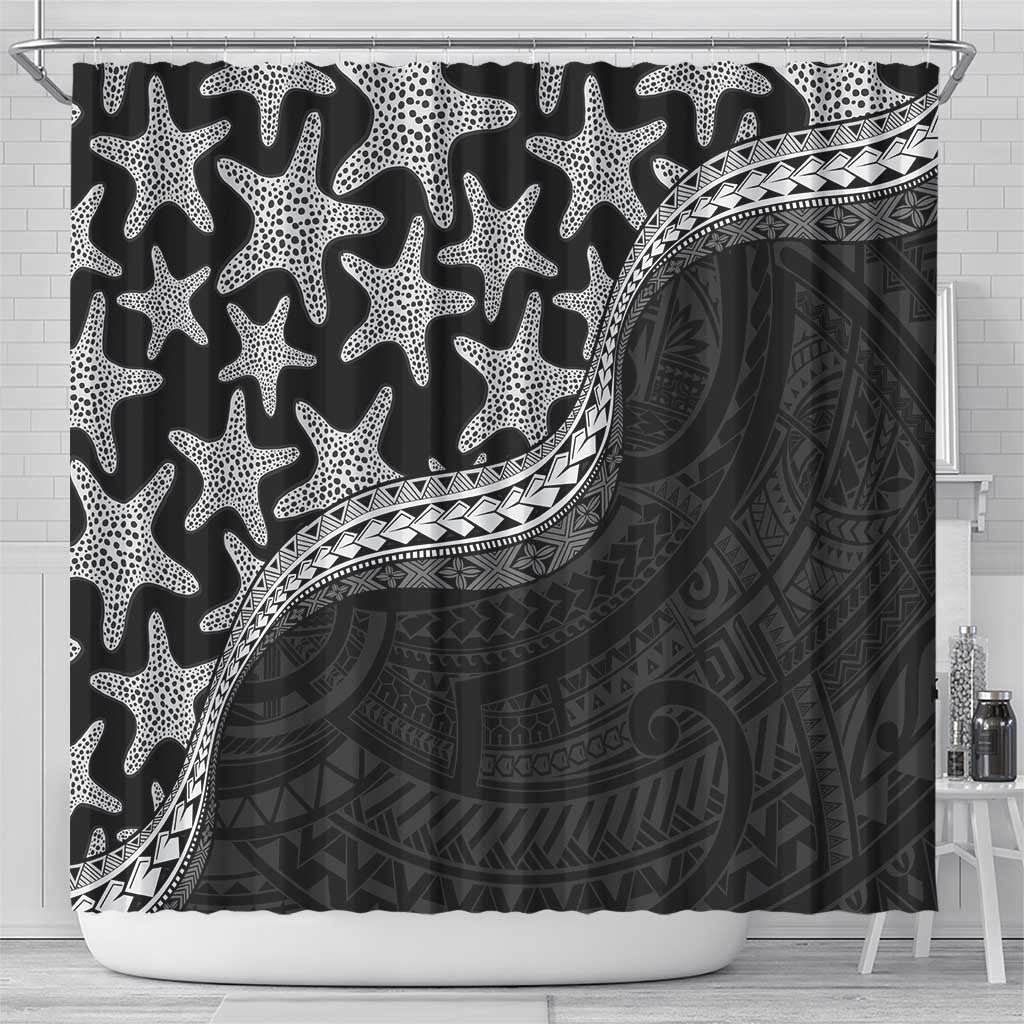 Monotone Polynesian Starfish Unique Pattern Shower Curtain