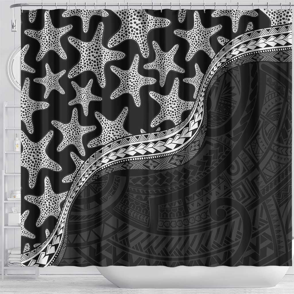 Monotone Polynesian Starfish Unique Pattern Shower Curtain