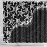Monotone Polynesian Starfish Unique Pattern Shower Curtain