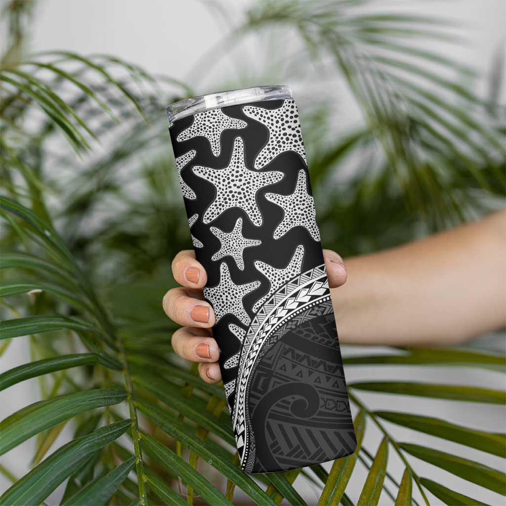 Monotone Polynesian Starfish Unique Pattern Skinny Tumbler