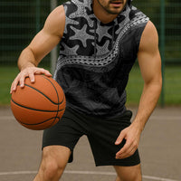 Monotone Polynesian Starfish Unique Pattern Sleeveless Hoodie