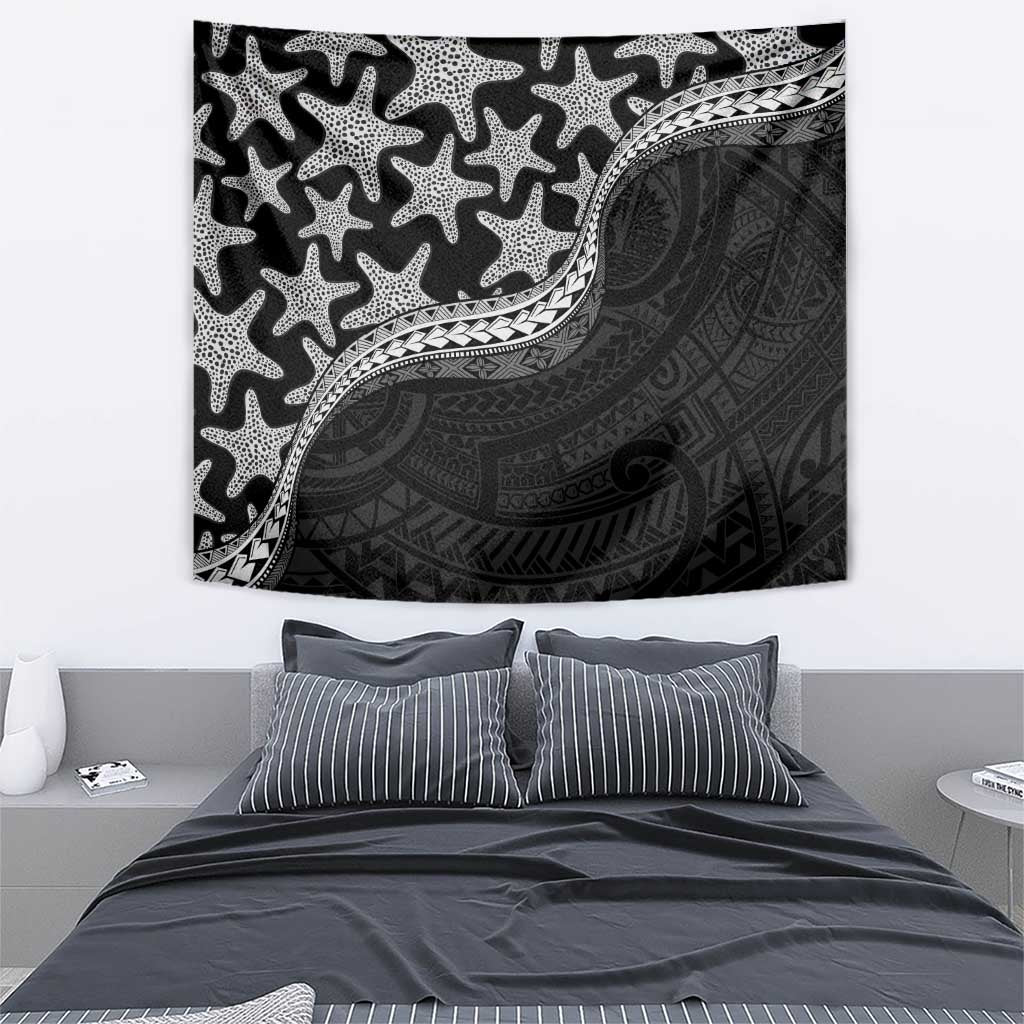 Monotone Polynesian Starfish Unique Pattern Tapestry