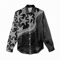 Monotone Polynesian Starfish Unique Pattern Women Casual Shirt