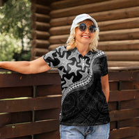 Monotone Polynesian Starfish Unique Pattern Women Polo Shirt