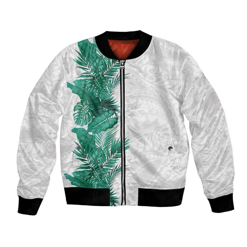 Hawaii Tropical Leaves Bomber Jacket Polynesian Pattern