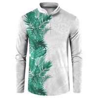 Hawaii Tropical Leaves Button Sweatshirt Polynesian Pattern