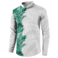 Hawaii Tropical Leaves Button Sweatshirt Polynesian Pattern