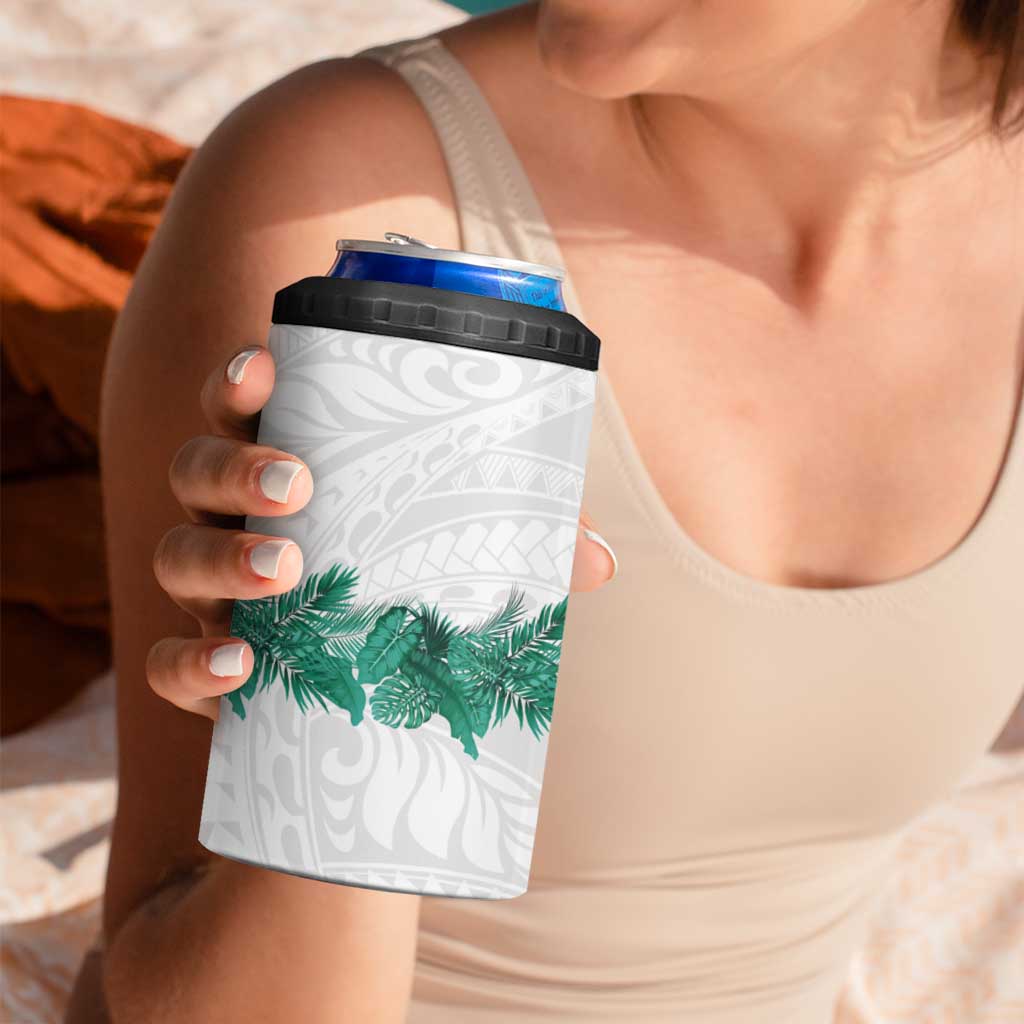 Hawaii Tropical Leaves 4 in 1 Can Cooler Tumbler Polynesian Pattern