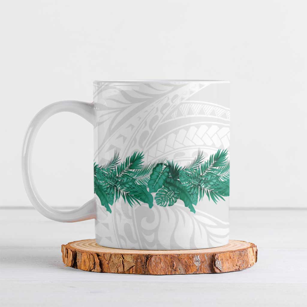 Hawaii Tropical Leaves Ceramic Mug Polynesian Pattern