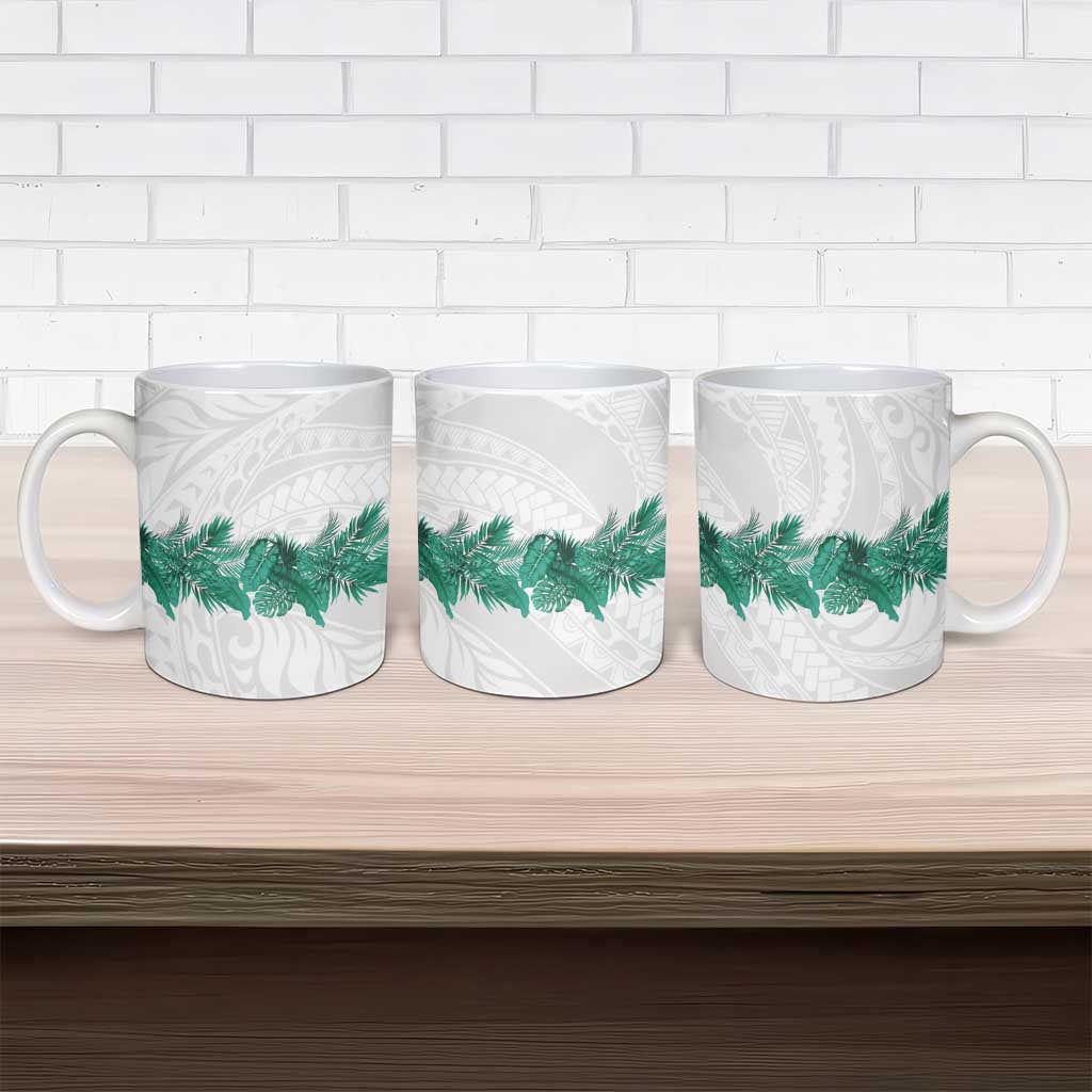 Hawaii Tropical Leaves Ceramic Mug Polynesian Pattern