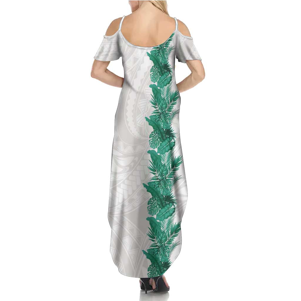 Hawaii Tropical Leaves Family Matching Summer Maxi Dress and Hawaiian Shirt Polynesian Pattern