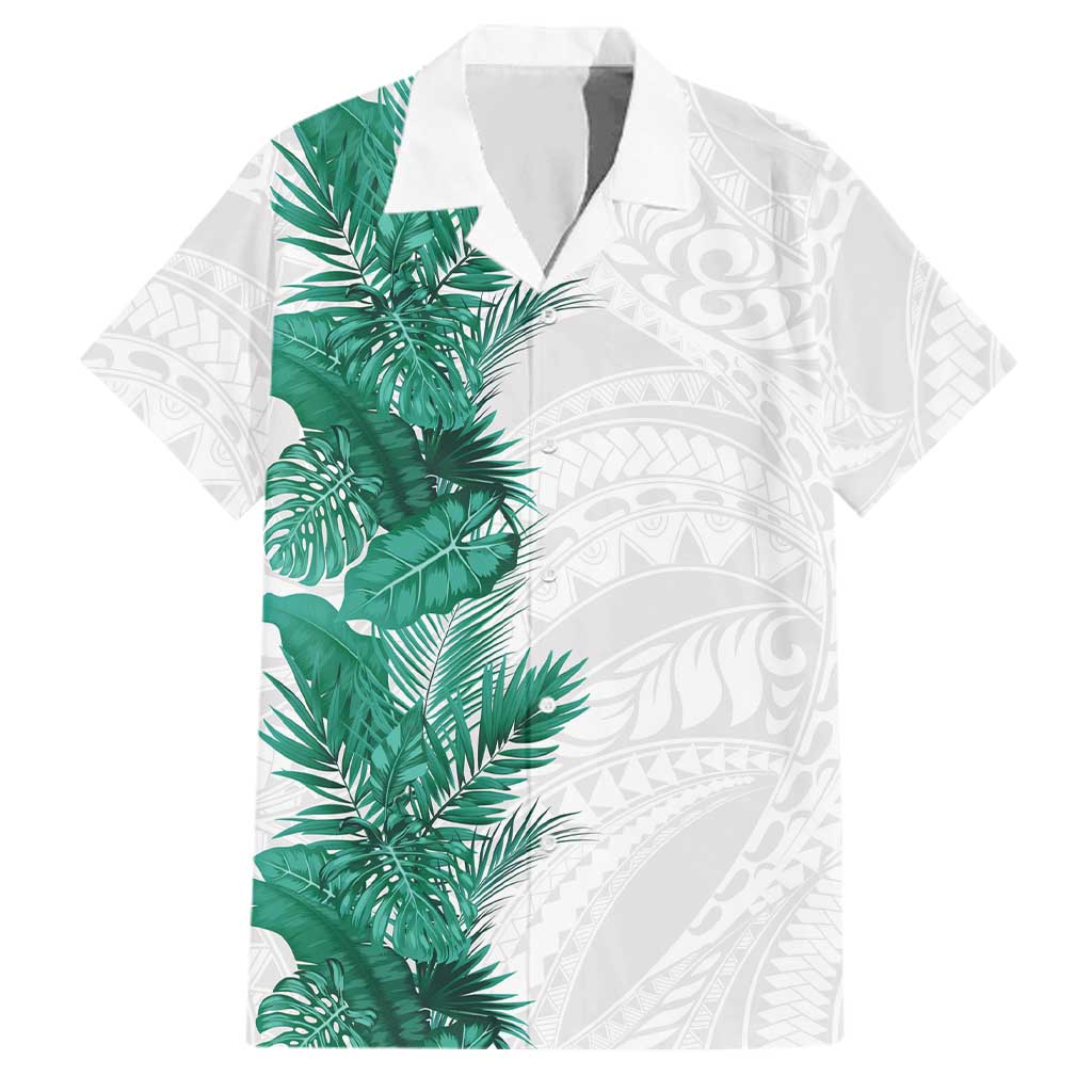 Hawaii Tropical Leaves Family Matching Tank Maxi Dress and Hawaiian Shirt Polynesian Pattern LT01 Dad's Shirt - Short Sleeve White - Polynesian Pride