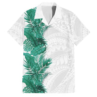 Hawaii Tropical Leaves Family Matching Tank Maxi Dress and Hawaiian Shirt Polynesian Pattern LT01 Dad's Shirt - Short Sleeve White - Polynesian Pride